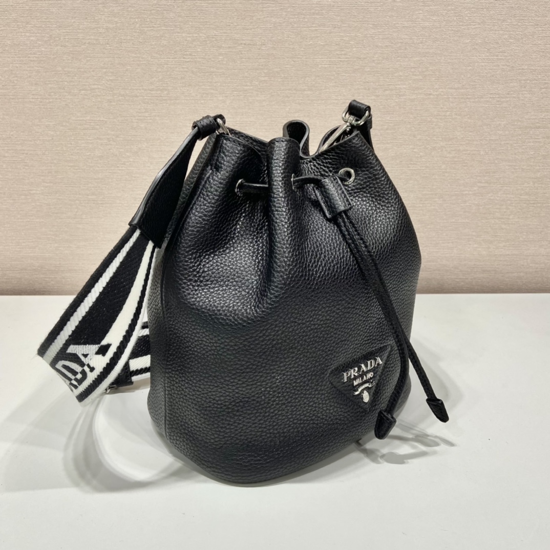 Prada Bucket Bag Black For Women, Women’s Bags 9.8in/25cm 1BE060_2DKV_F0002_V_3OO