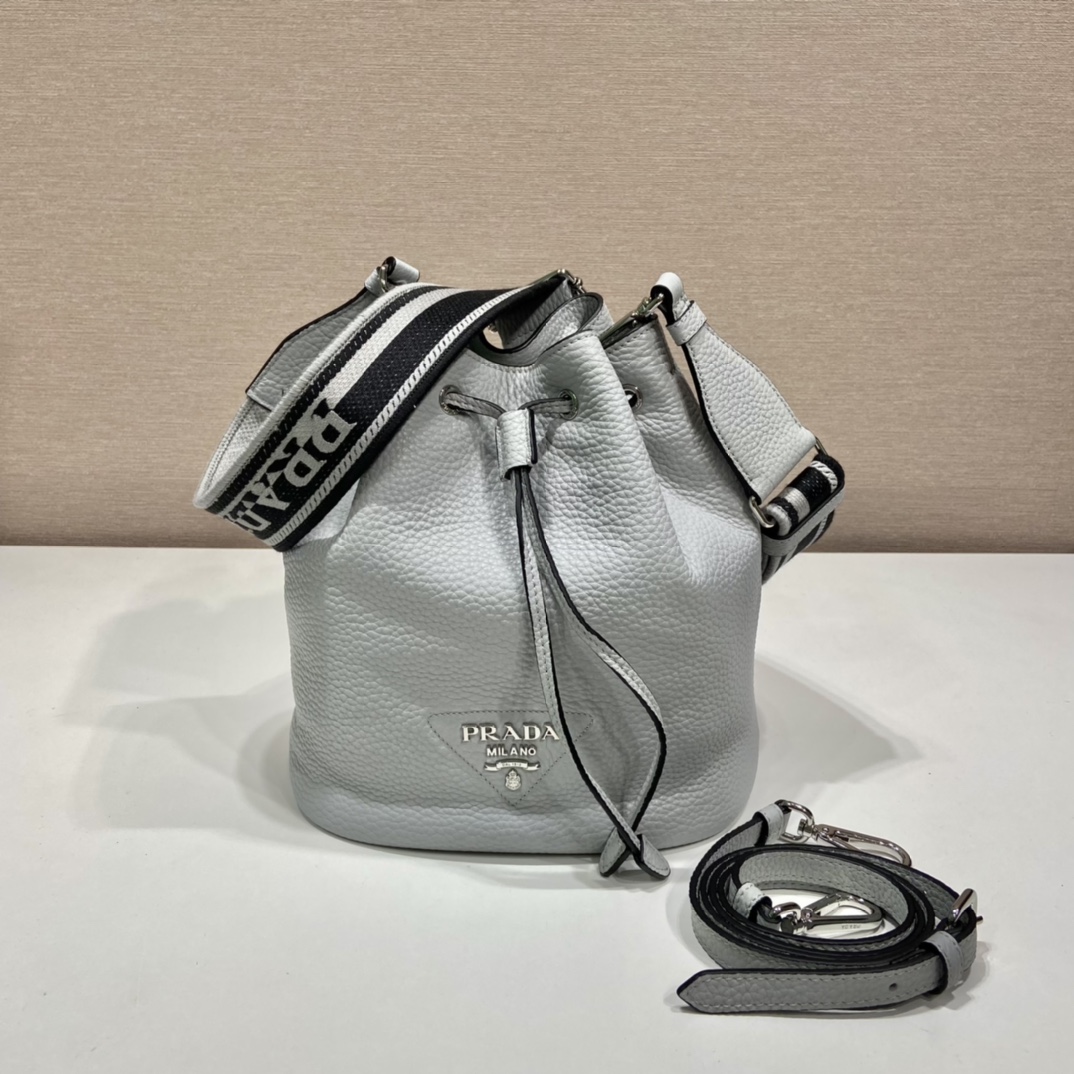 Prada Bucket Bag Grey For Women, Women’s Bags 9.8in/25cm