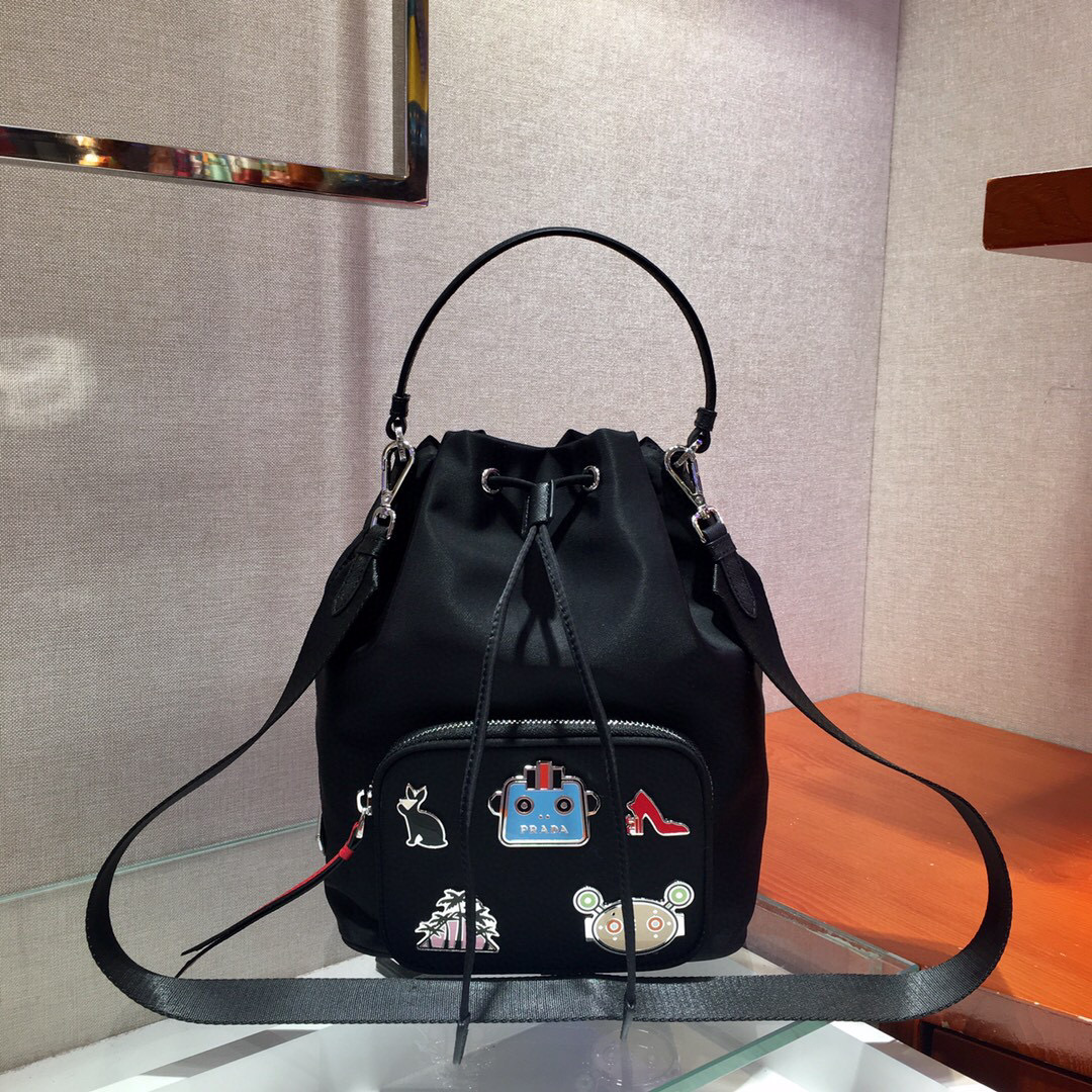 Prada Bucket Bag In Black For Women 10.2in/ 26cm