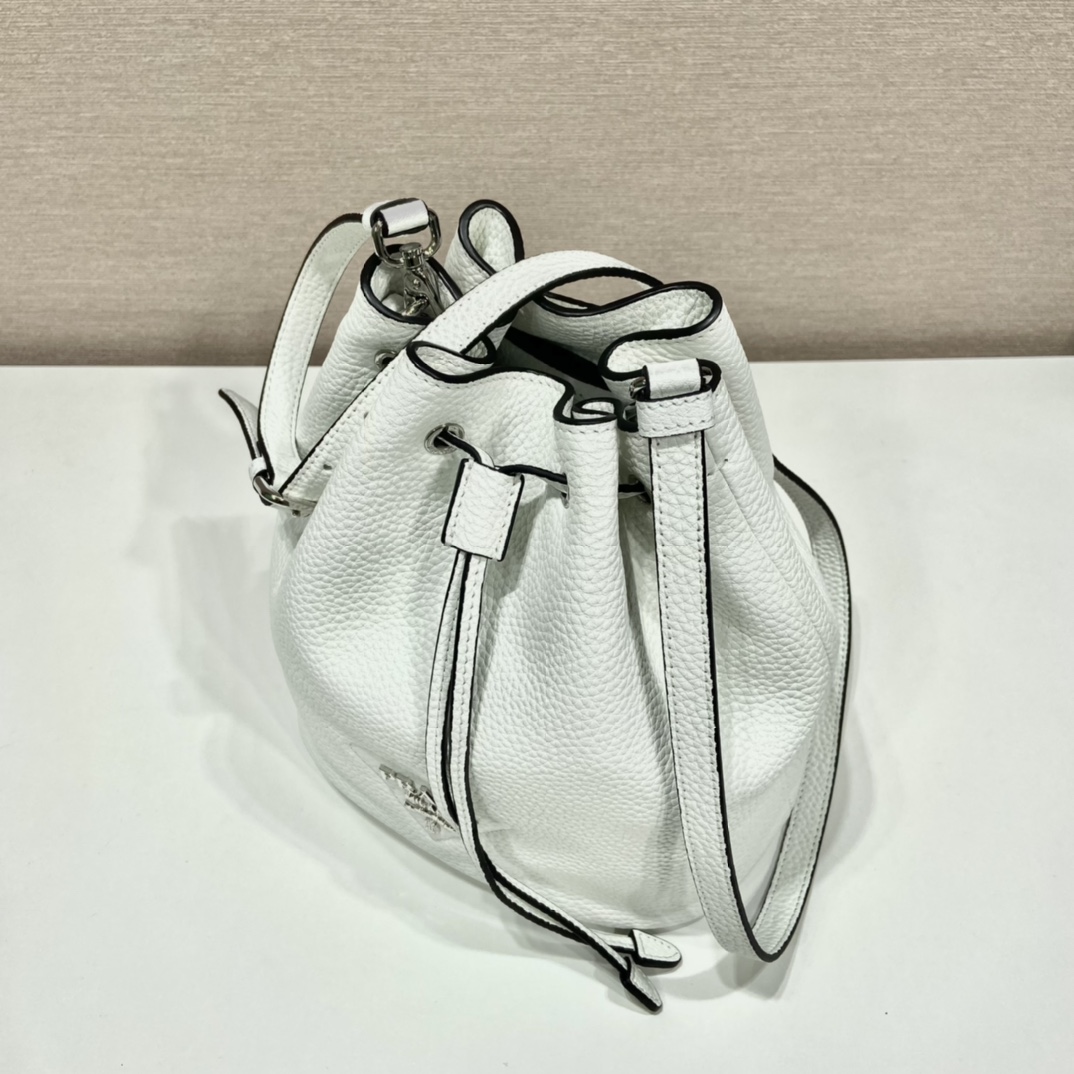 Prada Bucket Bag White For Women, Women’s Bags 9.8in/25cm 1BE060_2DKV_F0009_V_3OO