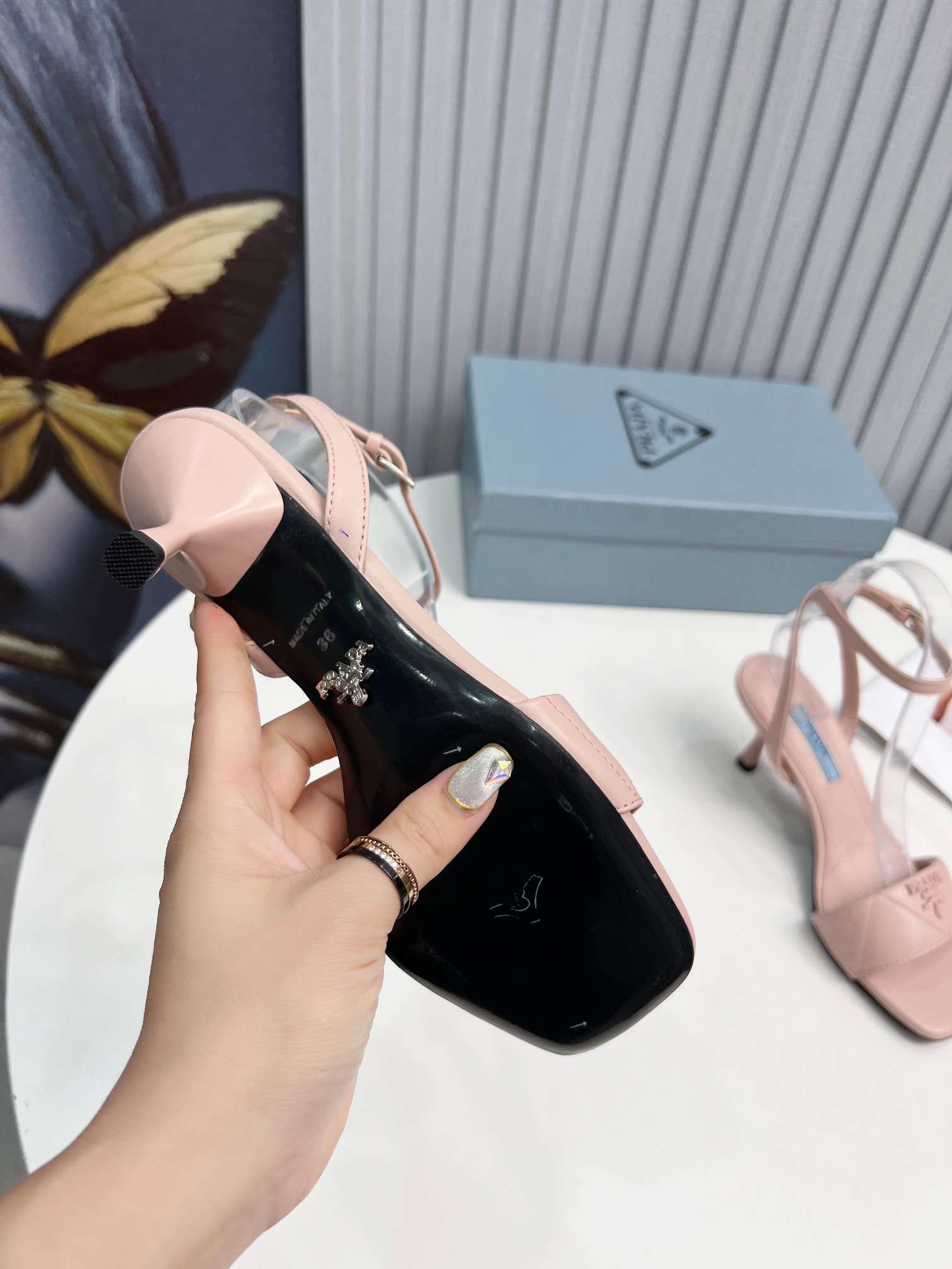 Prada Buckle Square Nose Pumps Light Pink For Women