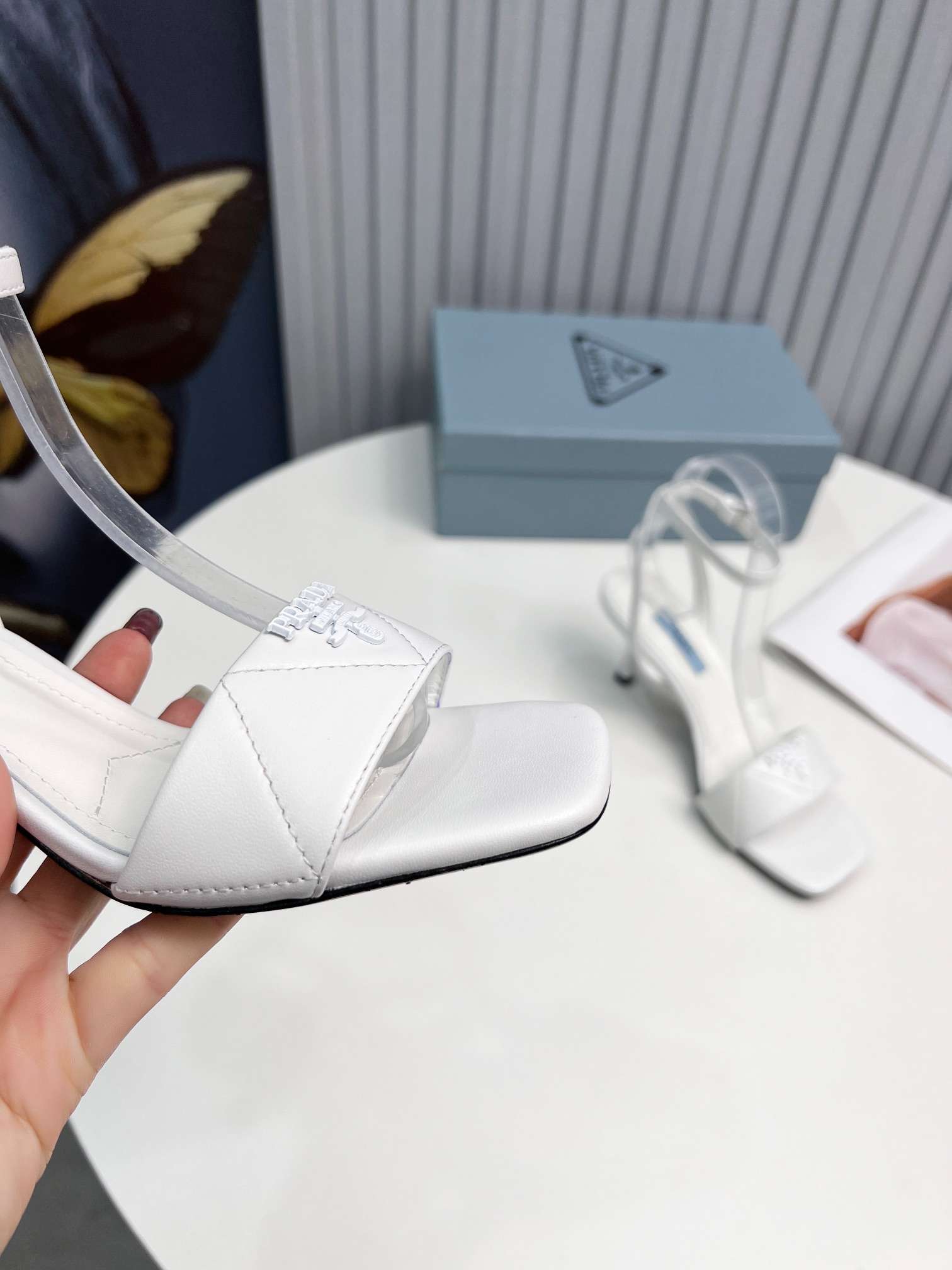 Prada Buckle Square Nose Pumps White For Women