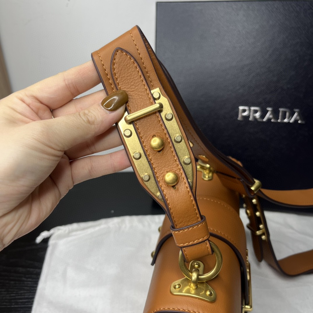 Prada Cahier Bag Brown For Women, Women’s Bags 7.9in/20cm 1BD045_2AIX_F0046_V_XCH