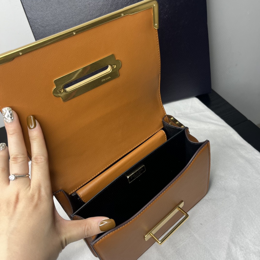 Prada Cahier Bag Brown For Women, Women’s Bags 7.9in/20cm 1BD045_2AIX_F0046_V_XCH