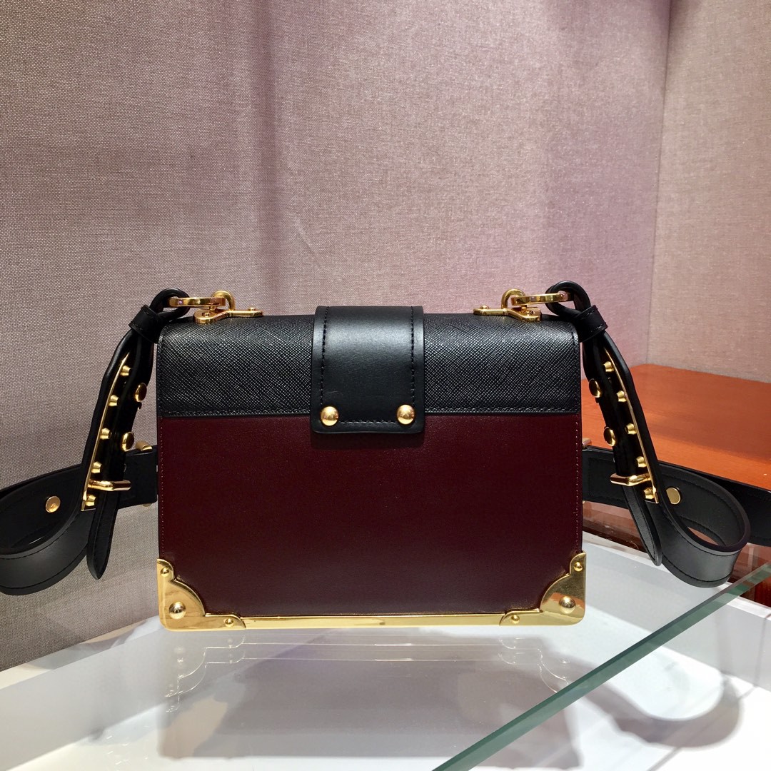 Prada Cahier Bag Dark Red For Women, Women’s Bags 7.9in/20cm