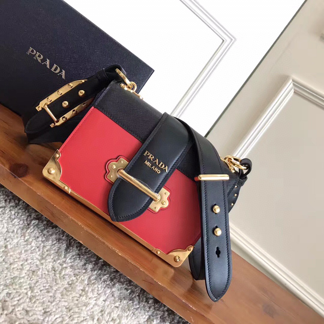 Prada Cahier Bag Red For Women, Women’s Bags 7.9in/20cm
