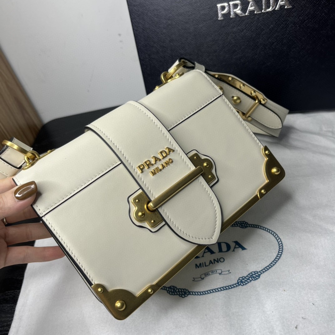 Prada Cahier Bag White For Women, Women’s Bags 7.9in/20cm 1BD045_2AIX_F0009_V_XCH