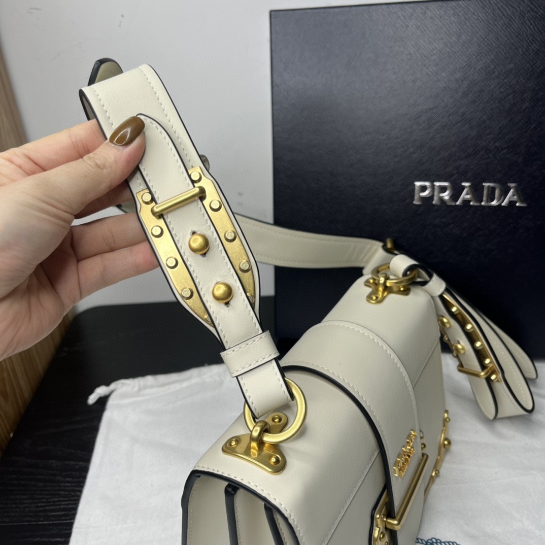 Prada Cahier Bag White For Women, Women’s Bags 7.9in/20cm 1BD045_2AIX_F0009_V_XCH