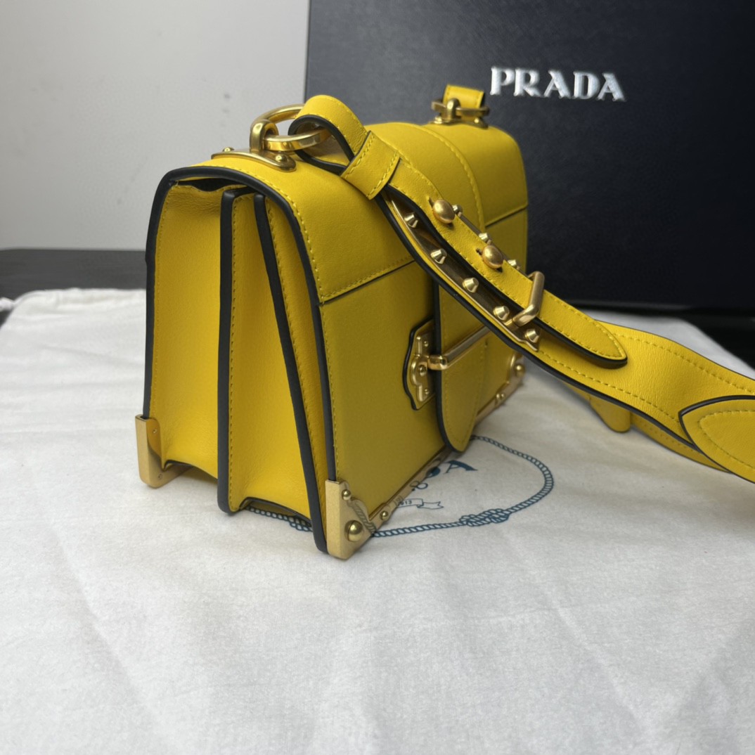 Prada Cahier Bag Yellow For Women, Women’s Bags 7.9in/20cm 1BD045_2AIX_F0377_V_XCH