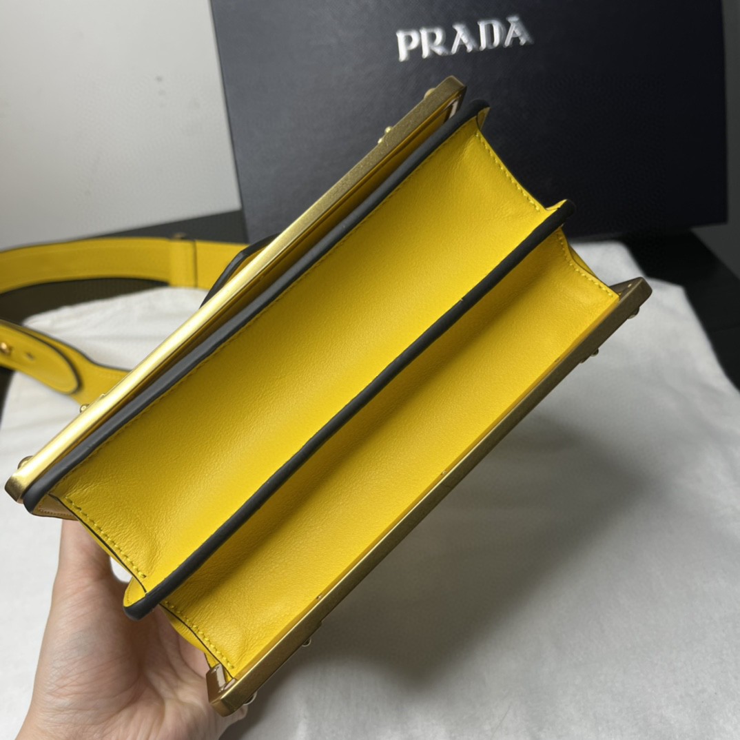 Prada Cahier Bag Yellow For Women, Women’s Bags 7.9in/20cm 1BD045_2AIX_F0377_V_XCH