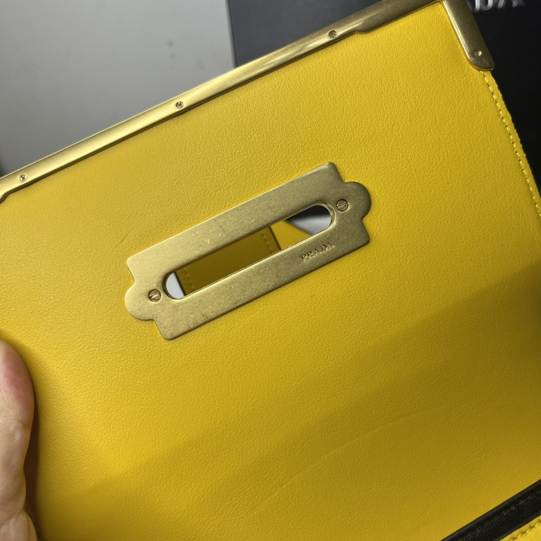 Prada Cahier Bag Yellow For Women, Women’s Bags 7.9in/20cm 1BD045_2AIX_F0377_V_XCH