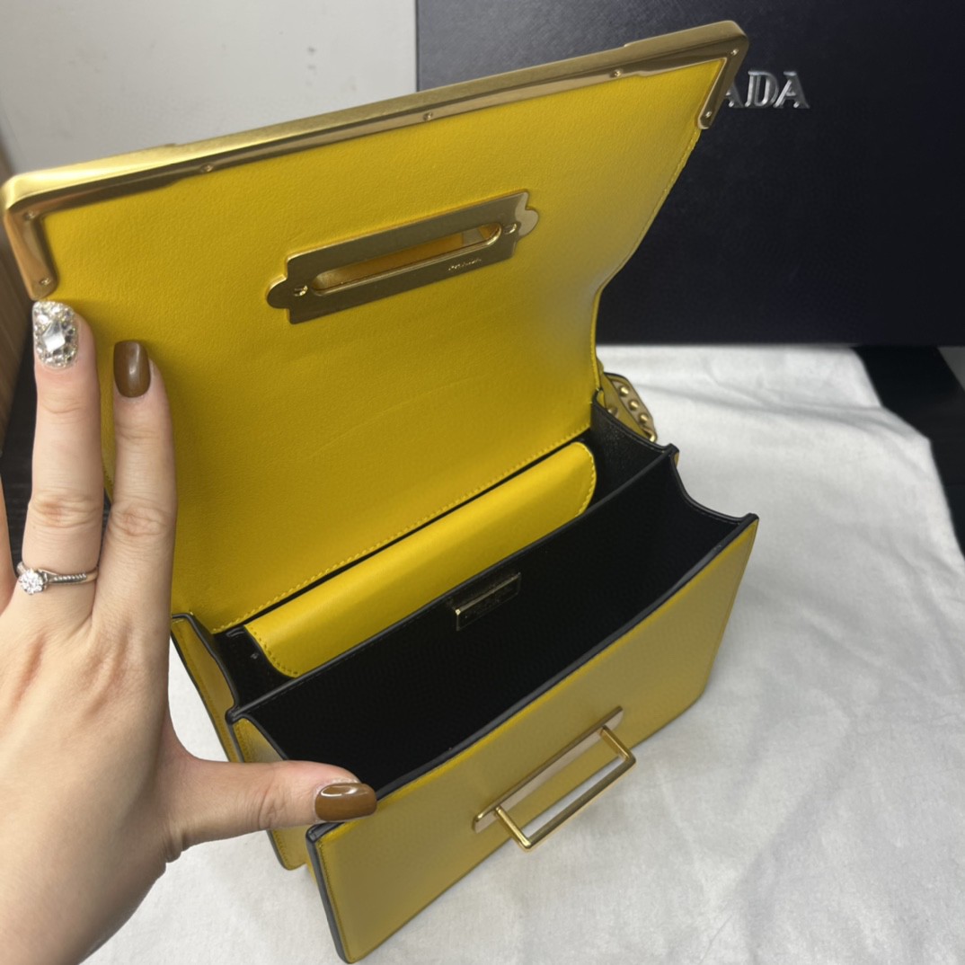 Prada Cahier Bag Yellow For Women, Women’s Bags 7.9in/20cm 1BD045_2AIX_F0377_V_XCH