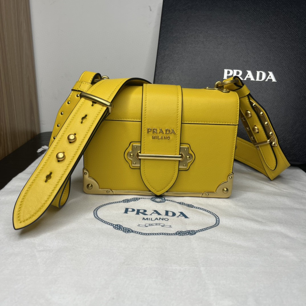 Prada Cahier Bag Yellow For Women, Women’s Bags 7.9in/20cm 1BD045_2AIX_F0377_V_XCH