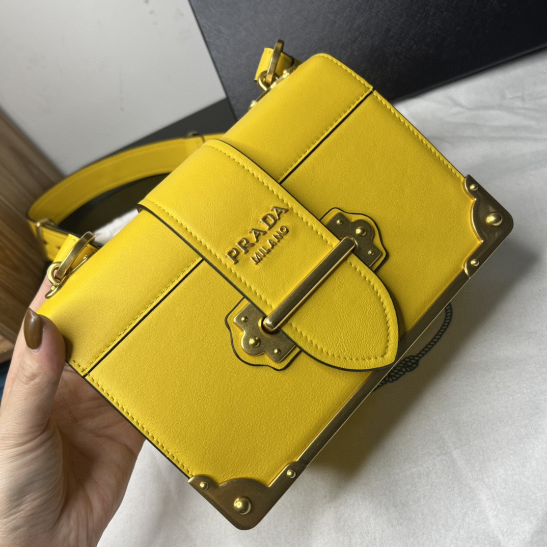 Prada Cahier Bag Yellow For Women, Women’s Bags 7.9in/20cm 1BD045_2AIX_F0377_V_XCH