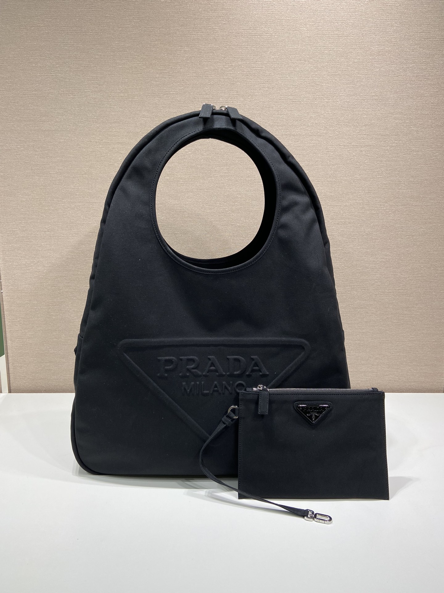 Prada Canvas Hobo Bag Black For Women, Women’s Bags 25.6in/65cm 2VY005_010_F0002_V_OLO