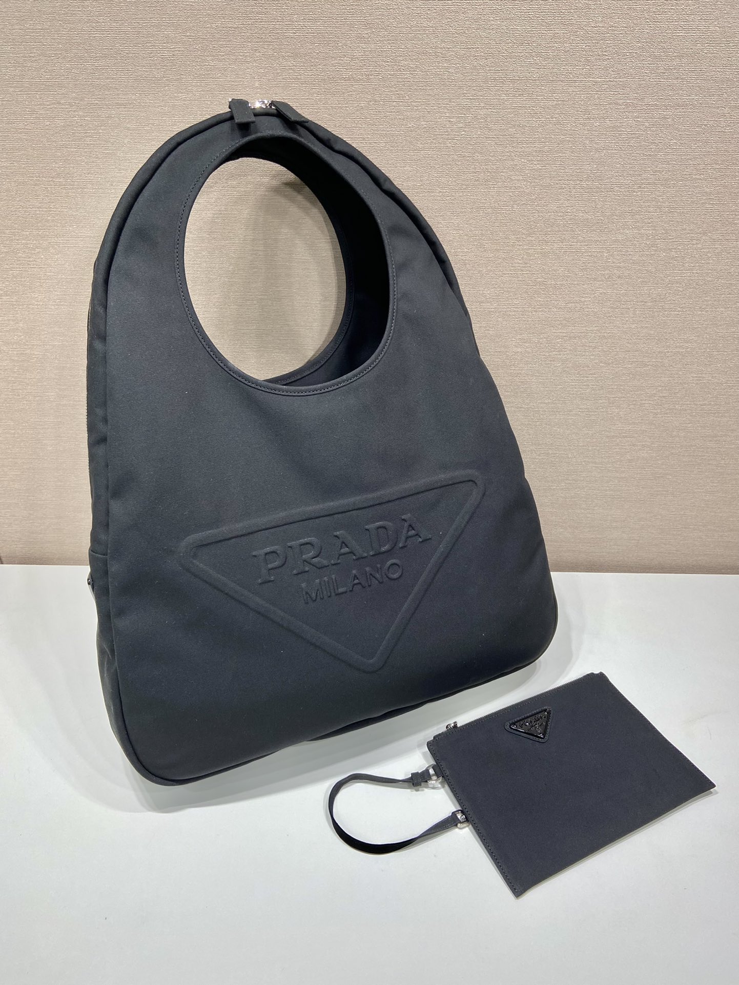 Prada Canvas Hobo Bag Black For Women, Women’s Bags 25.6in/65cm 2VY005_010_F0002_V_OLO