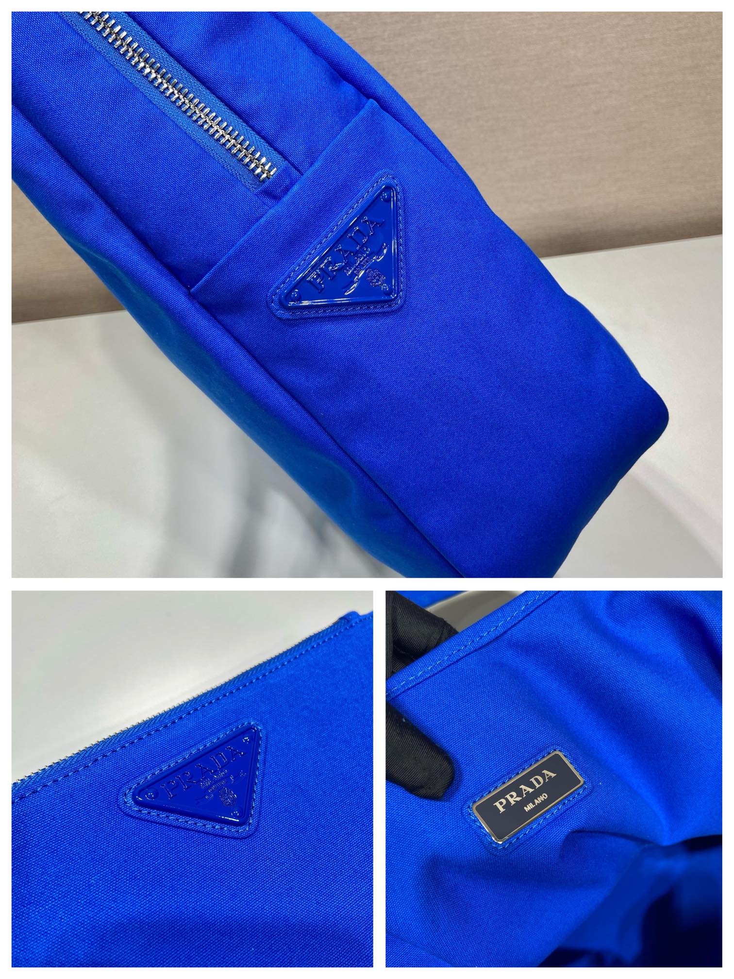 Prada Canvas Hobo Bag Blue For Women, Women’s Bags 25.6in/65cm 2VY005_010_F0215_V_OLO