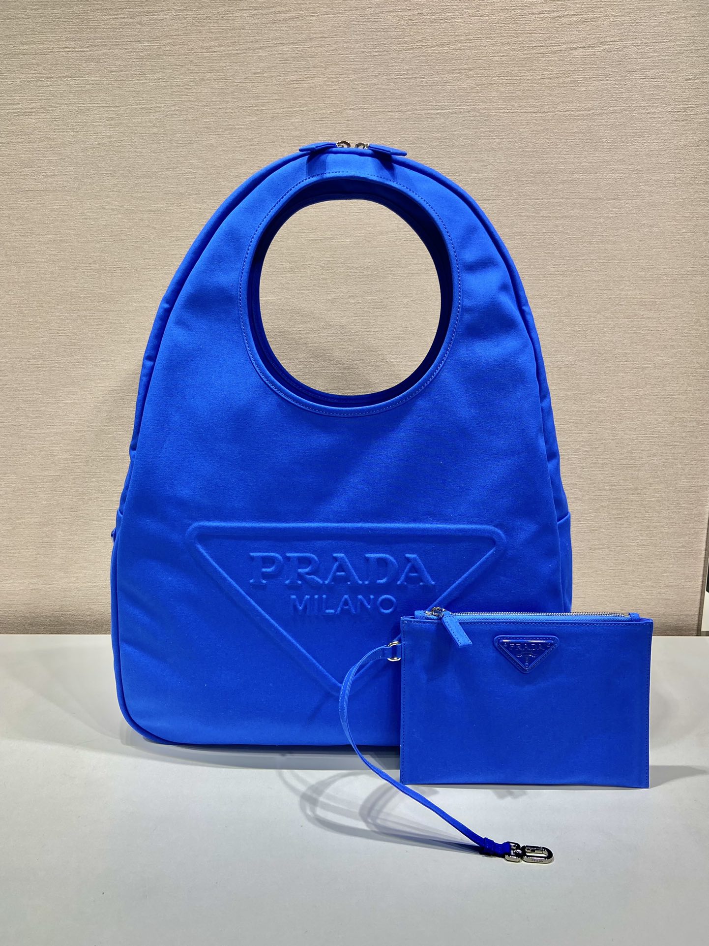 Prada Canvas Hobo Bag Blue For Women, Women’s Bags 25.6in/65cm 2VY005_010_F0215_V_OLO