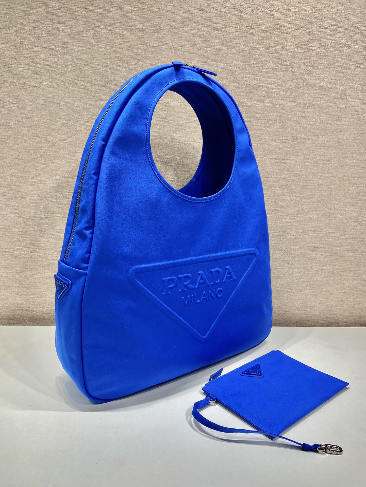 Prada Canvas Hobo Bag Blue For Women, Women’s Bags 25.6in/65cm 2VY005_010_F0215_V_OLO
