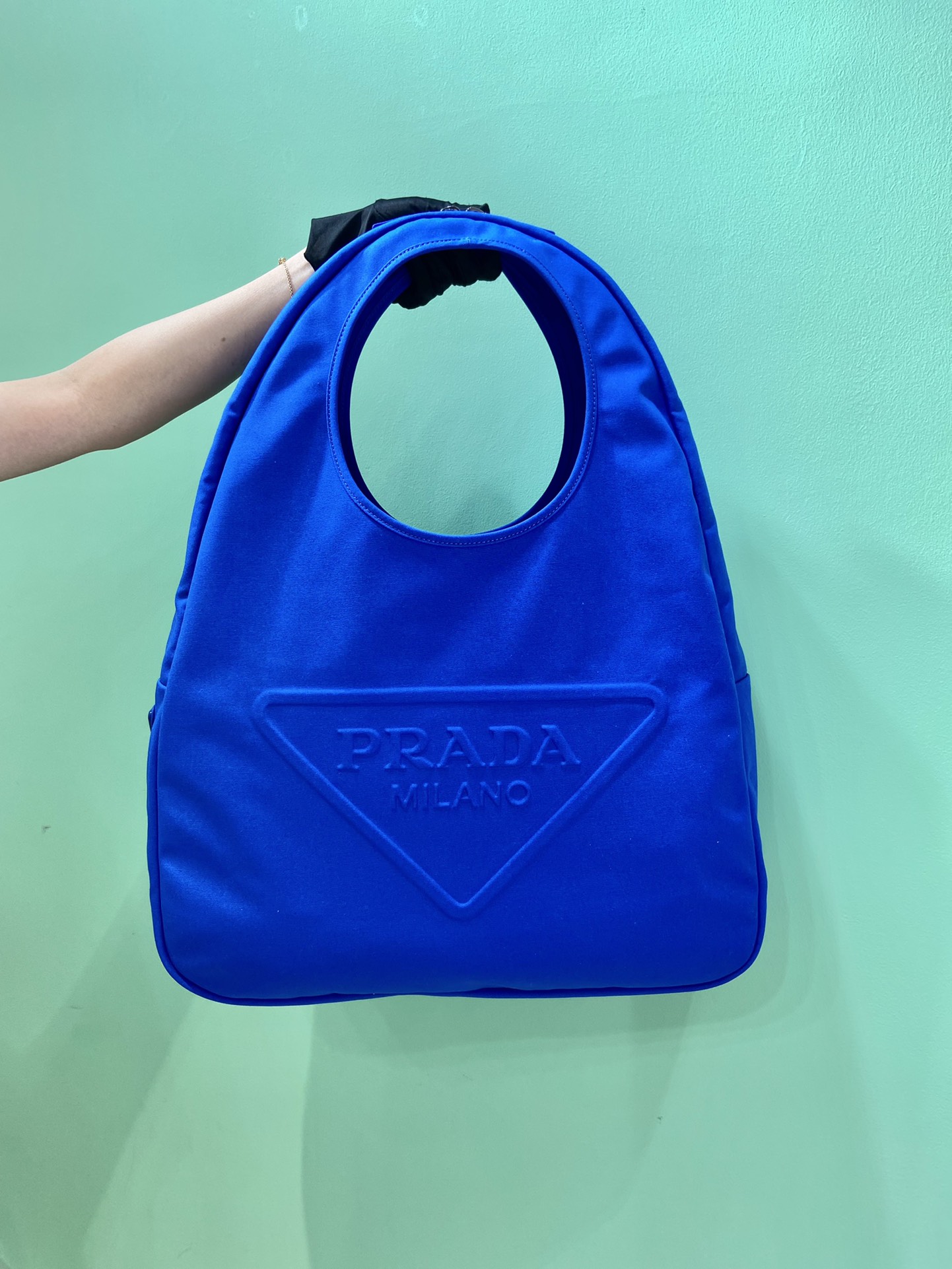 Prada Canvas Hobo Bag Blue For Women, Women’s Bags 25.6in/65cm 2VY005_010_F0215_V_OLO