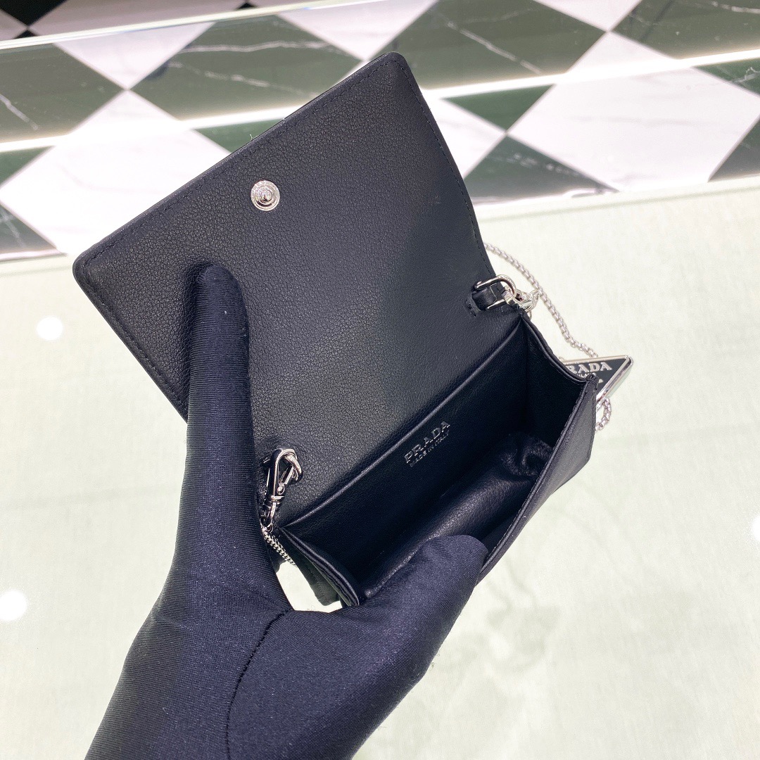 Prada Cardholder With Shoulder Strap And Crystals Bag Black/ Yellow For Women 4.5 in/ 11.5 cm 1MR024_2AWL_F0T7O