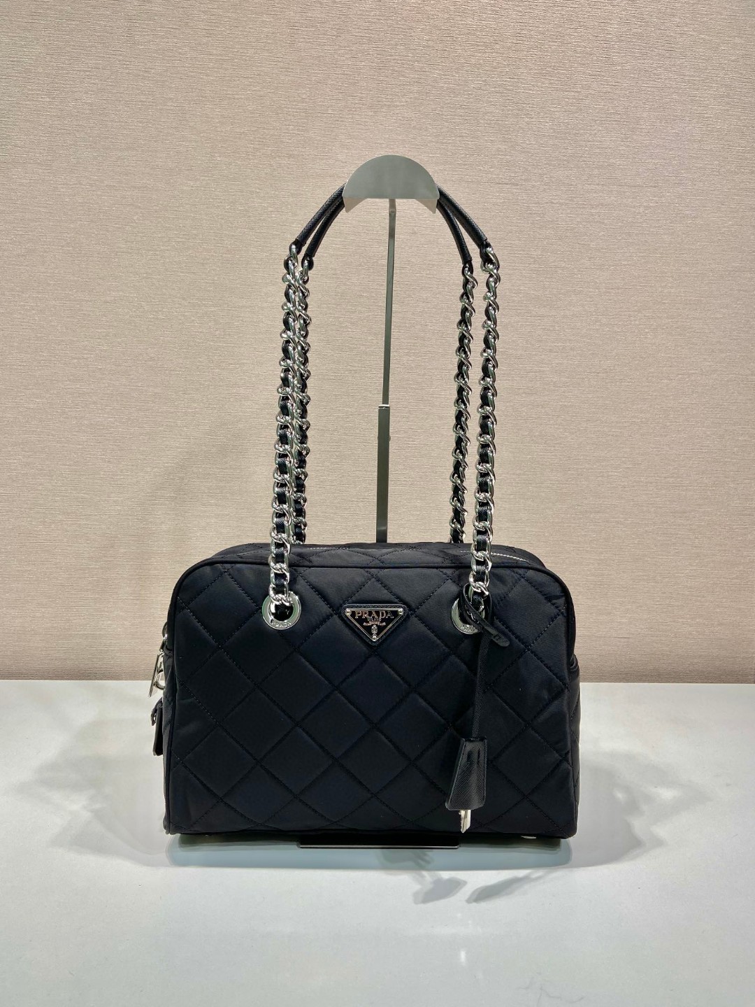 Prada Chain 2way Bag Black For Women 11.8 in / 30 cm