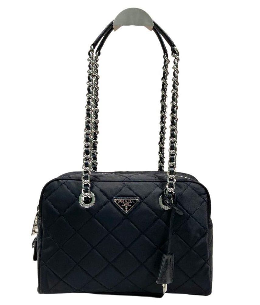 Prada Chain 2way Bag Black For Women 11.8 in / 30 cm