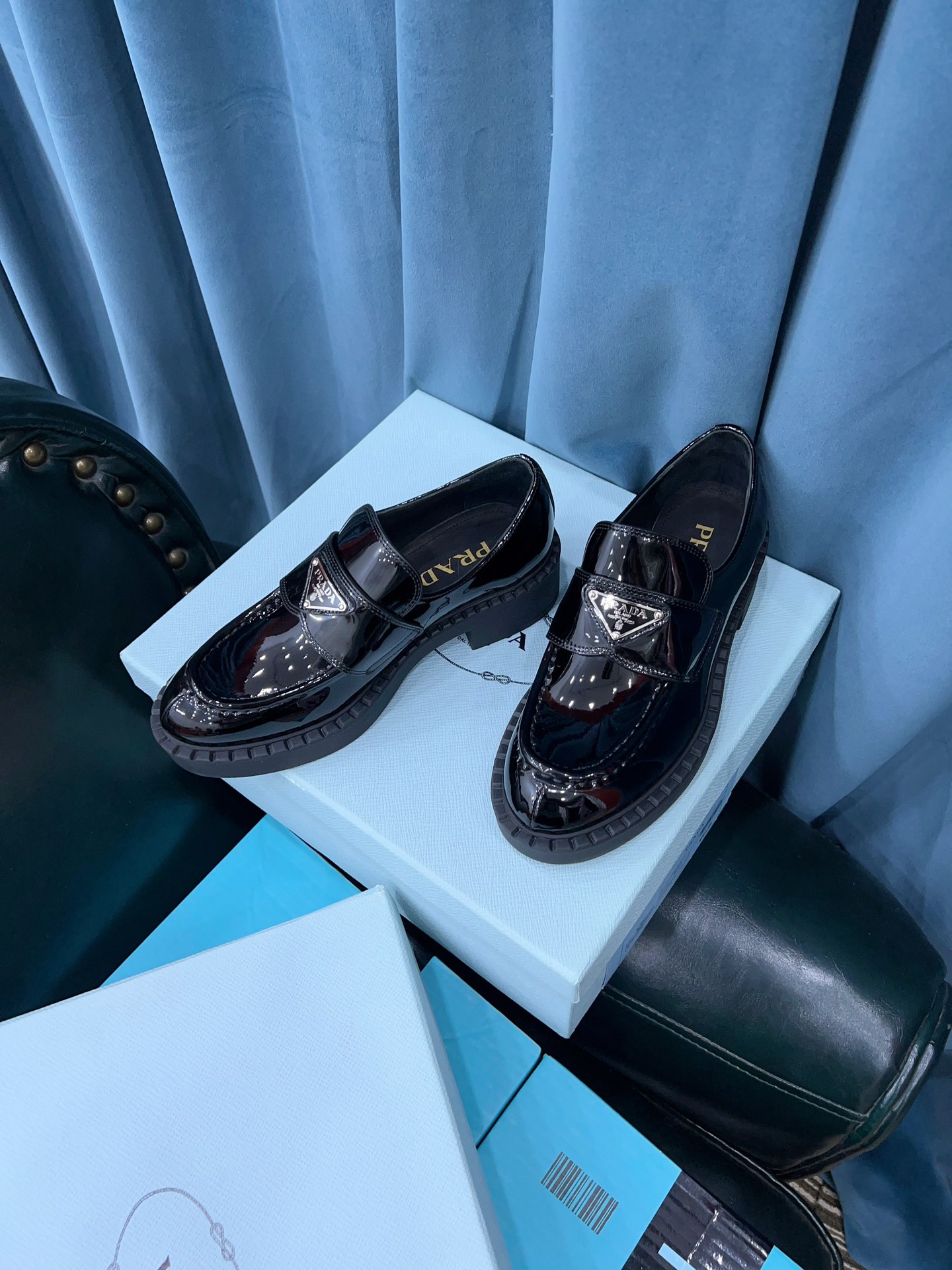 Prada Chocolate Sharp Brushed Pointed Loafers Black For Women 1.6in/40mm PRD 2DE131_055_F0002