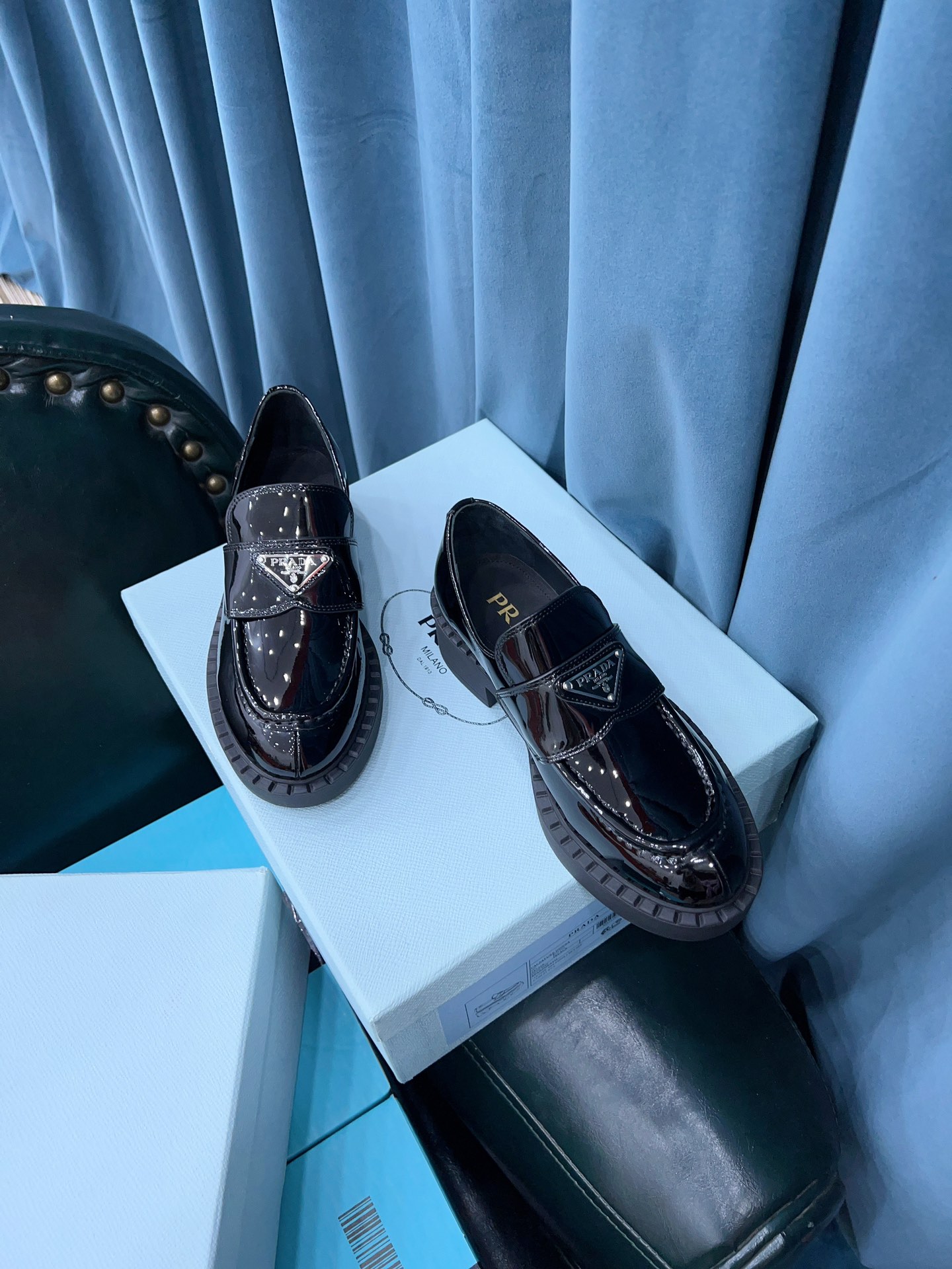 Prada Chocolate Sharp Brushed Pointed Loafers Black For Women 1.6in/40mm PRD 2DE131_055_F0002