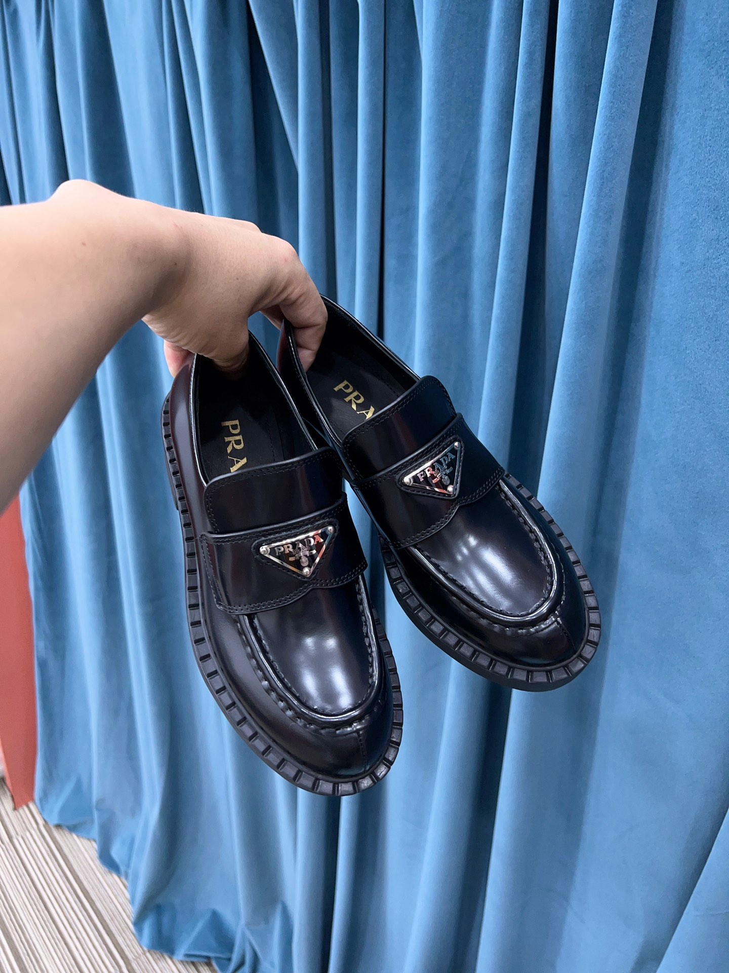 Prada Chocolate Sharp Brushed Pointed Loafers Black For Women 1.6in/40mm PRD 2DE131_055_F0002