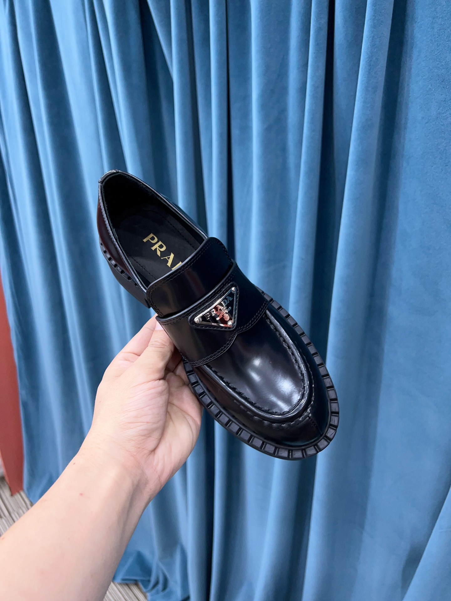 Prada Chocolate Sharp Brushed Pointed Loafers Black For Women 1.6in/40mm PRD 2DE131_055_F0002