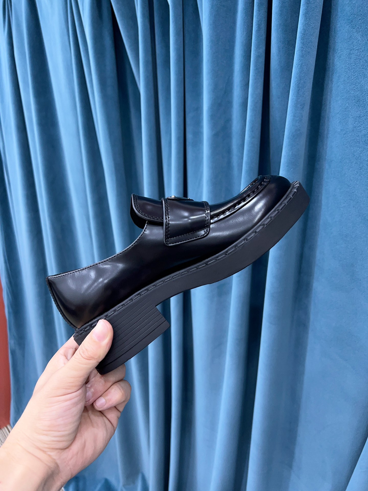 Prada Chocolate Sharp Brushed Pointed Loafers Black For Women 1.6in/40mm PRD 2DE131_055_F0002