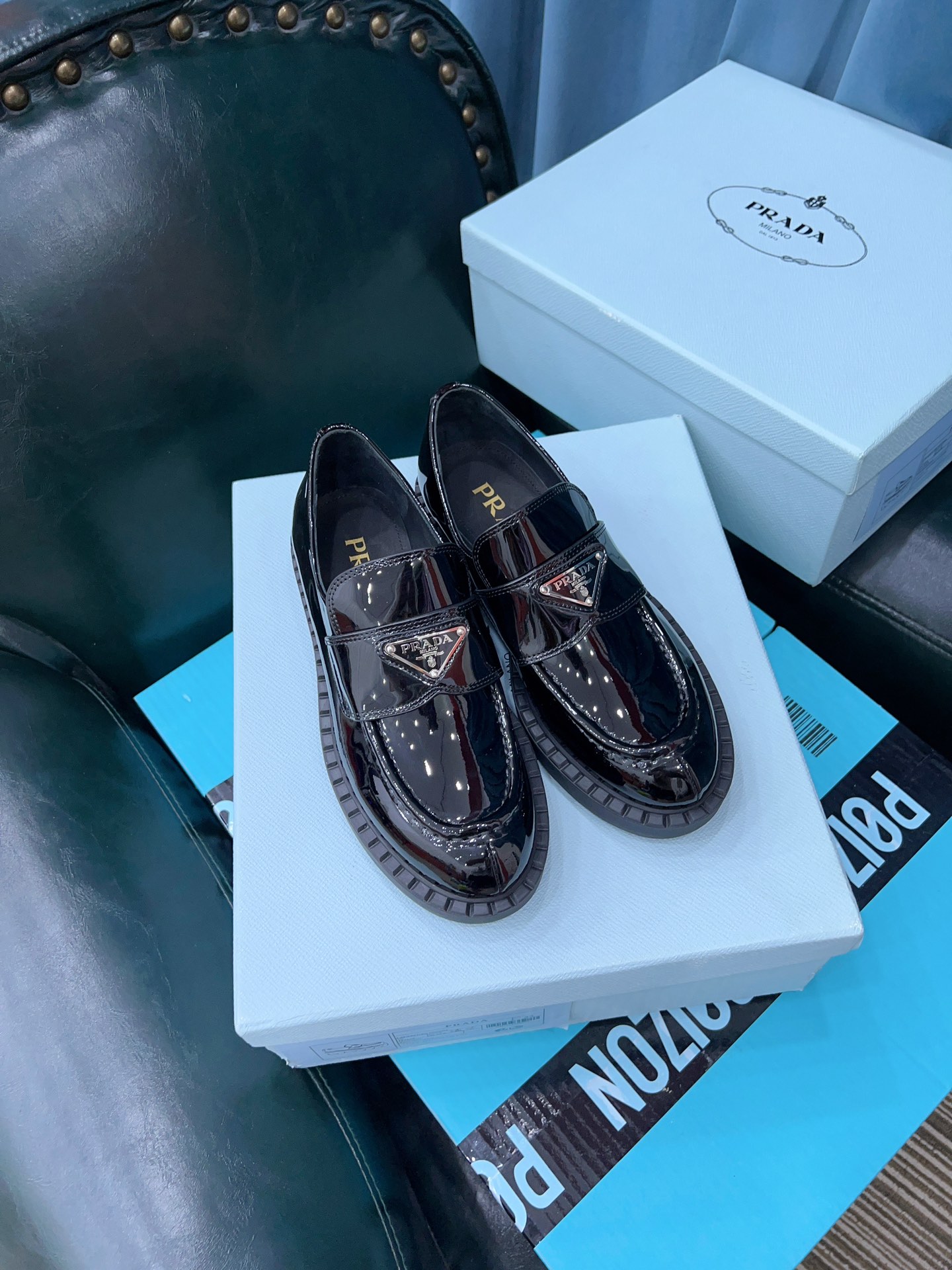Prada Chocolate Sharp Brushed Pointed Loafers Black For Women 1.6in/40mm PRD 2DE131_055_F0002