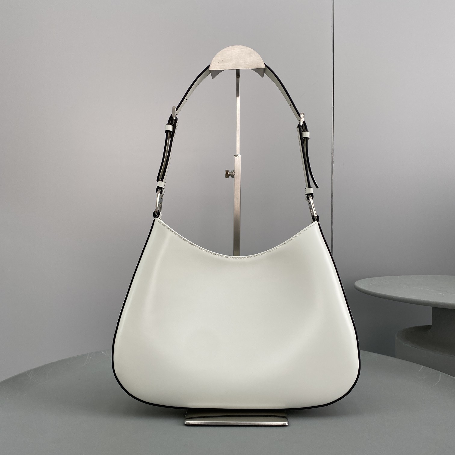 Prada Cleo Brushed Shoulder Bag White For Women, Women’s Bags 11.8in/30cm 1BC156_ZO6_F0PG7_V_HOO