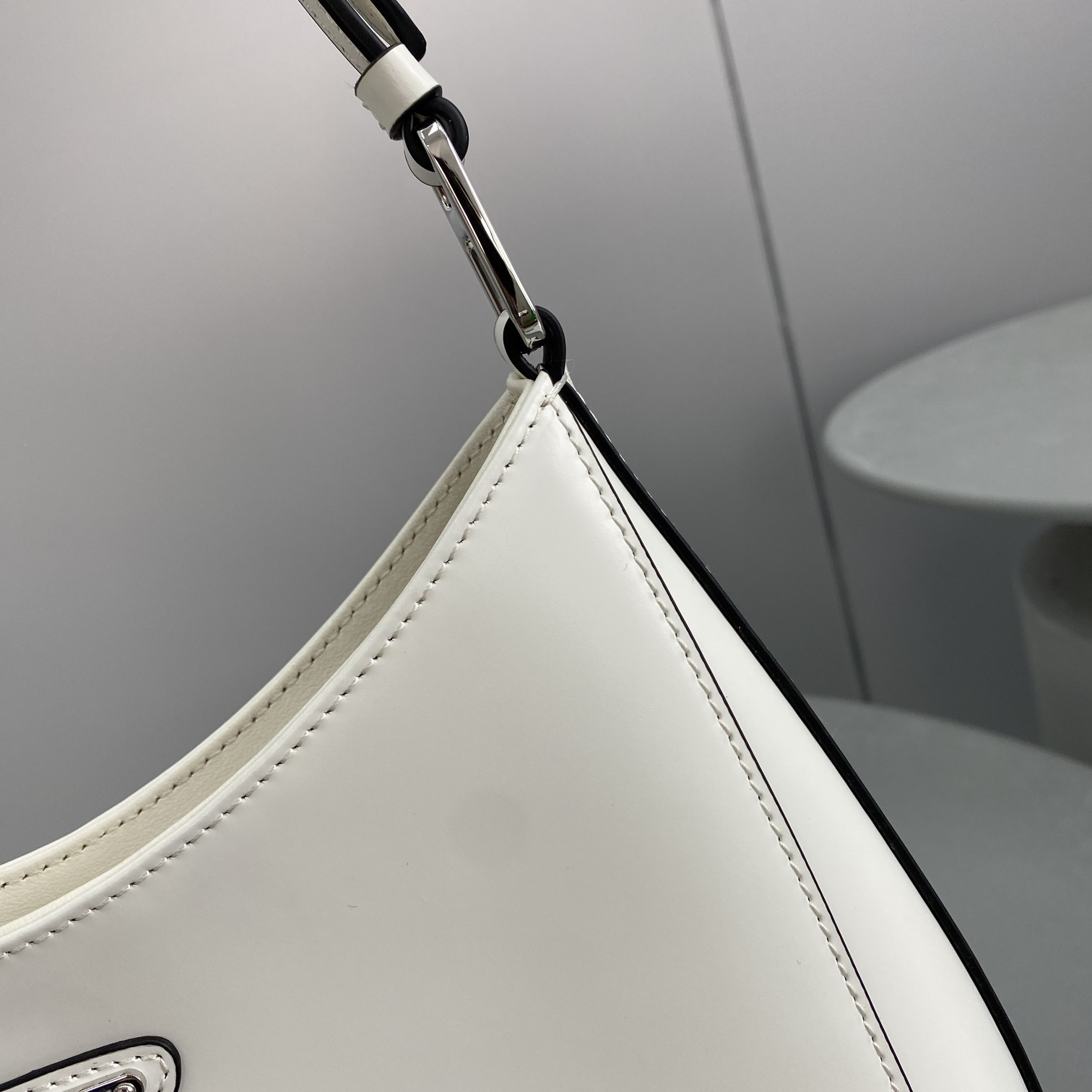 Prada Cleo Brushed Shoulder Bag White For Women, Women’s Bags 11.8in/30cm 1BC156_ZO6_F0PG7_V_HOO