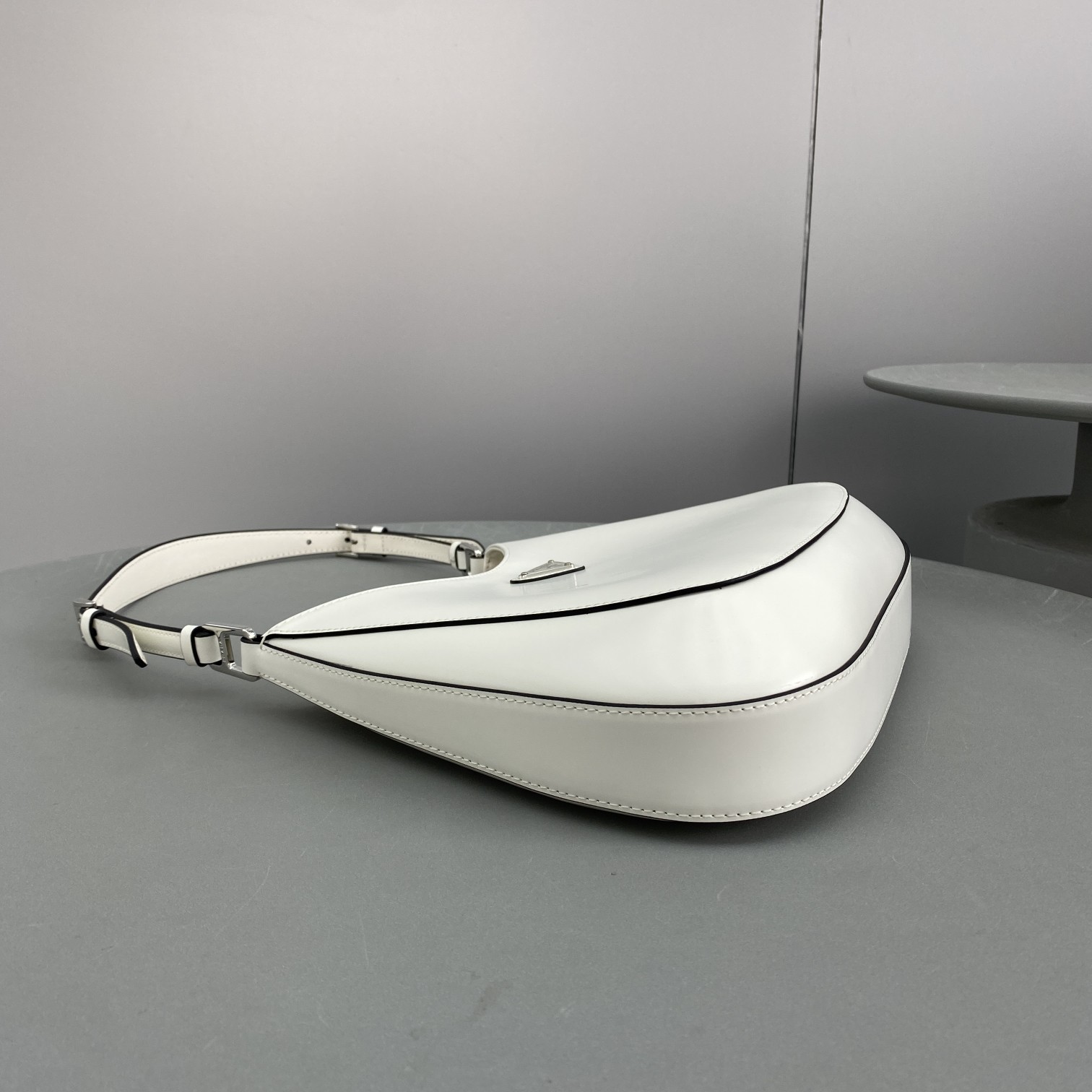 Prada Cleo Brushed Shoulder Bag White For Women, Women’s Bags 11.8in/30cm 1BC156_ZO6_F0PG7_V_HOO