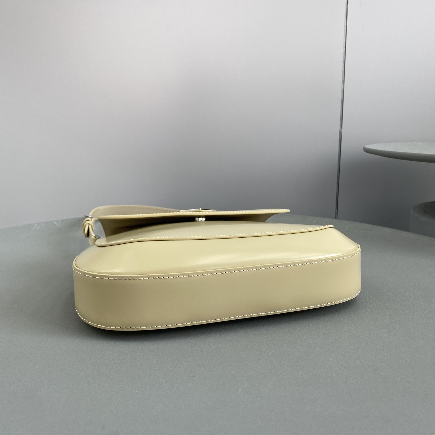 Prada Cleo Brushed Shoulder Bag With Flap Beige For Women, Women’s Bags 9in/23cm