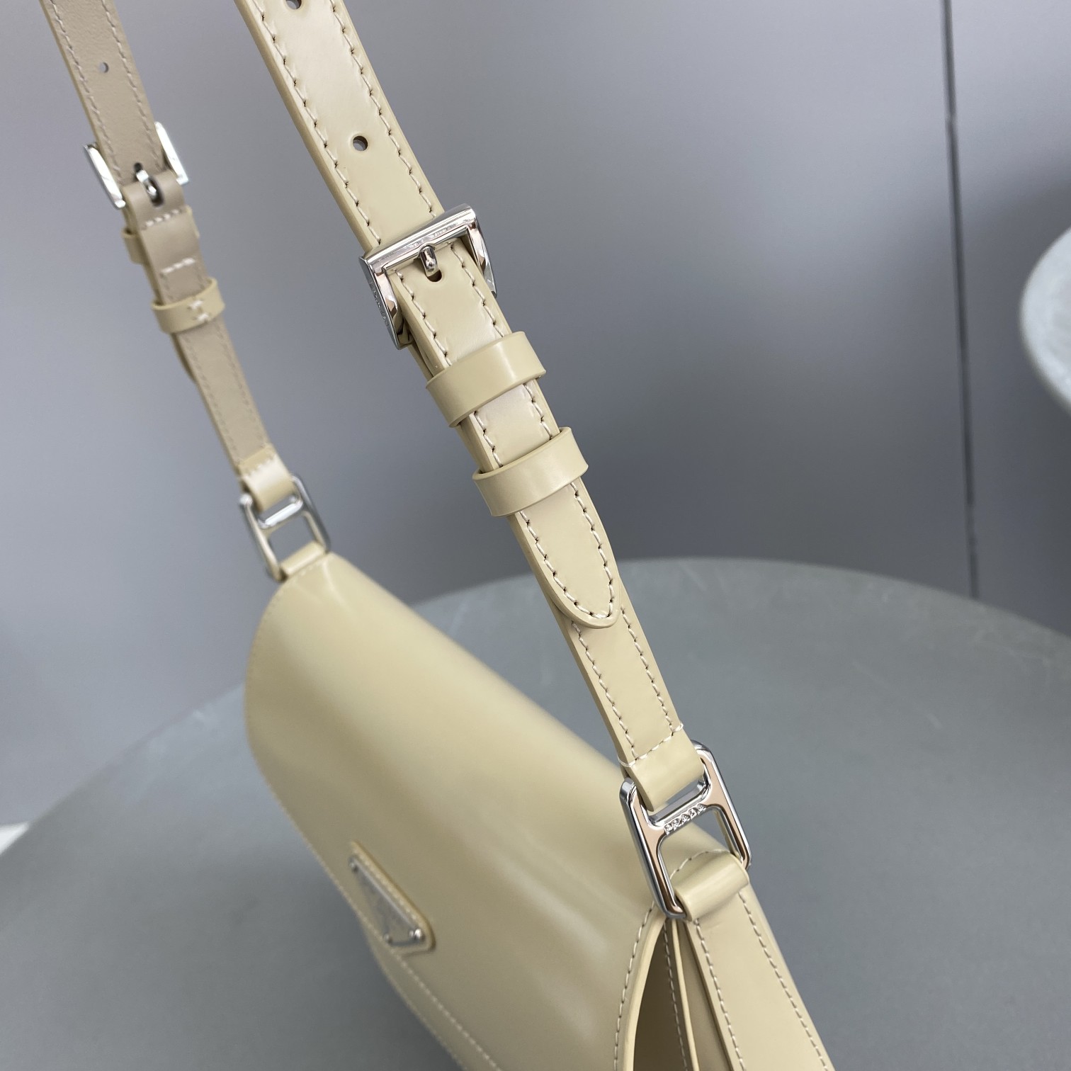 Prada Cleo Brushed Shoulder Bag With Flap Beige For Women, Women’s Bags 9in/23cm