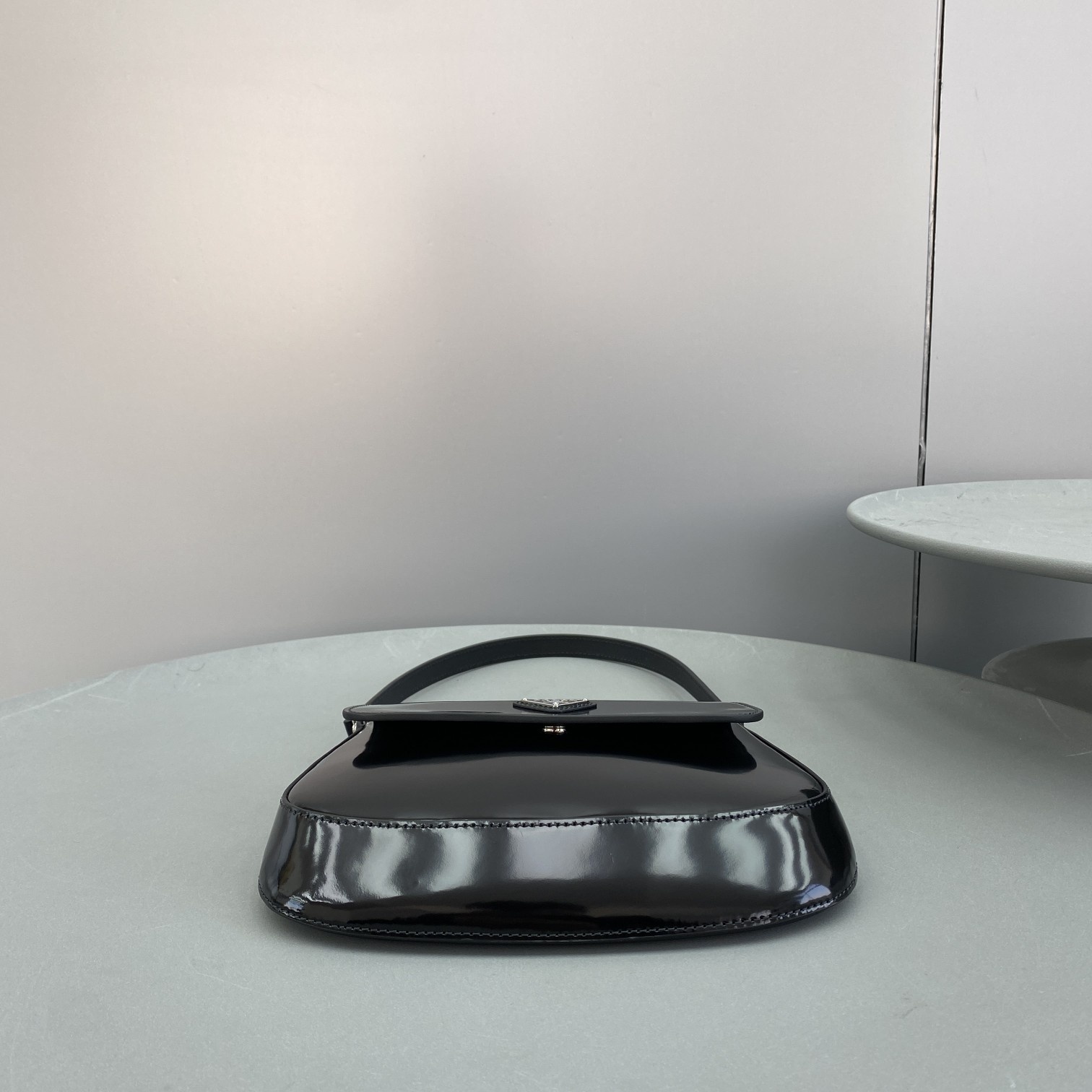 Prada Cleo Brushed Shoulder Bag With Flap Black For Women, Women’s Bags 8.6in/22cm 1BD311_ZO6_F0002_V_OOO