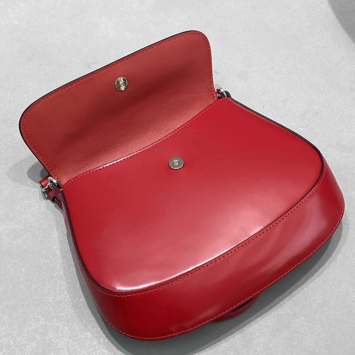 Prada Cleo Brushed Shoulder Bag With Flap Red For Women, Women’s Bags 8.6in/22cm 1BD311_ZO6_F02SB_V_OOO
