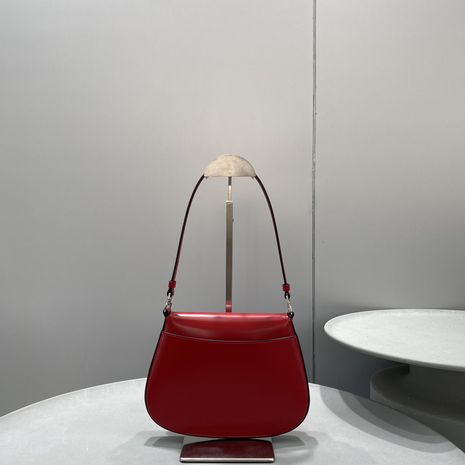 Prada Cleo Brushed Shoulder Bag With Flap Red For Women, Women’s Bags 8.6in/22cm 1BD311_ZO6_F02SB_V_OOO