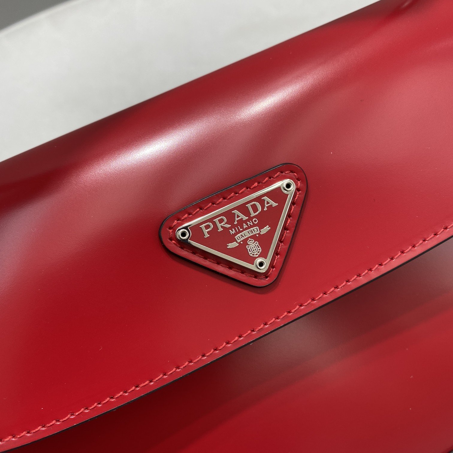 Prada Cleo Brushed Shoulder Bag With Flap Red For Women, Women’s Bags 8.6in/22cm 1BD311_ZO6_F02SB_V_OOO