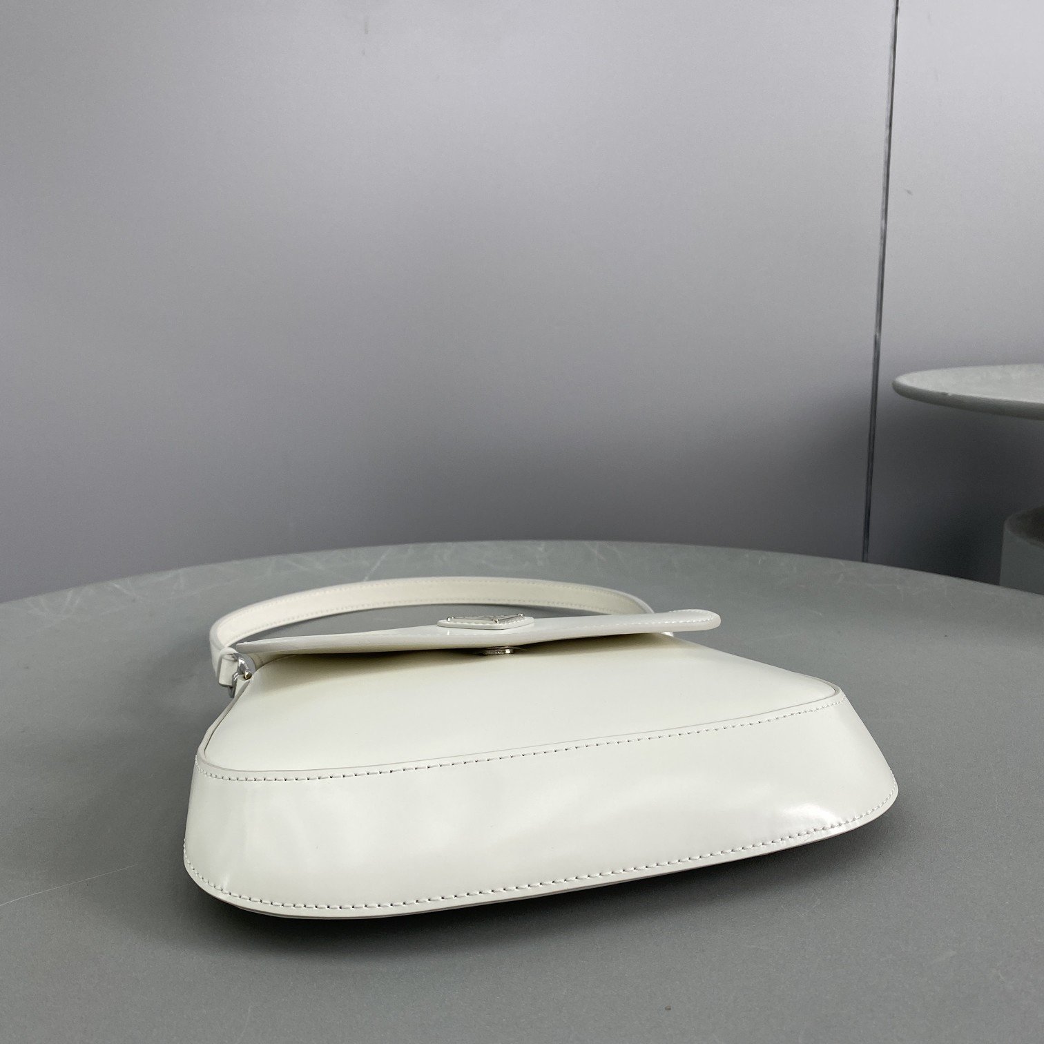 Prada Cleo Brushed Shoulder Bag With Flap White For Women, Women’s Bags 8.6in/22cm 1BD311_ZO6_F0009_V_OOO
