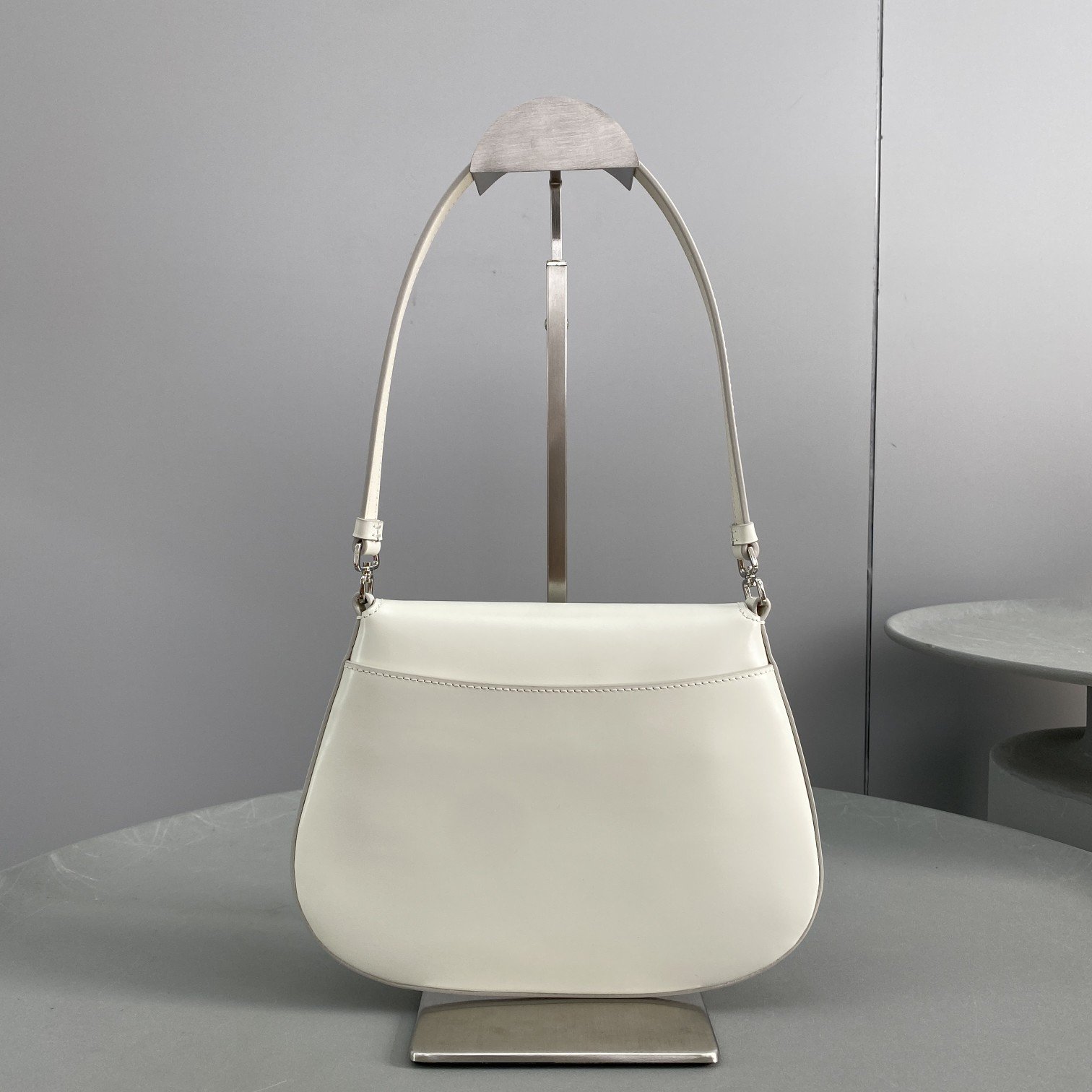 Prada Cleo Brushed Shoulder Bag With Flap White For Women, Women’s Bags 8.6in/22cm 1BD311_ZO6_F0009_V_OOO