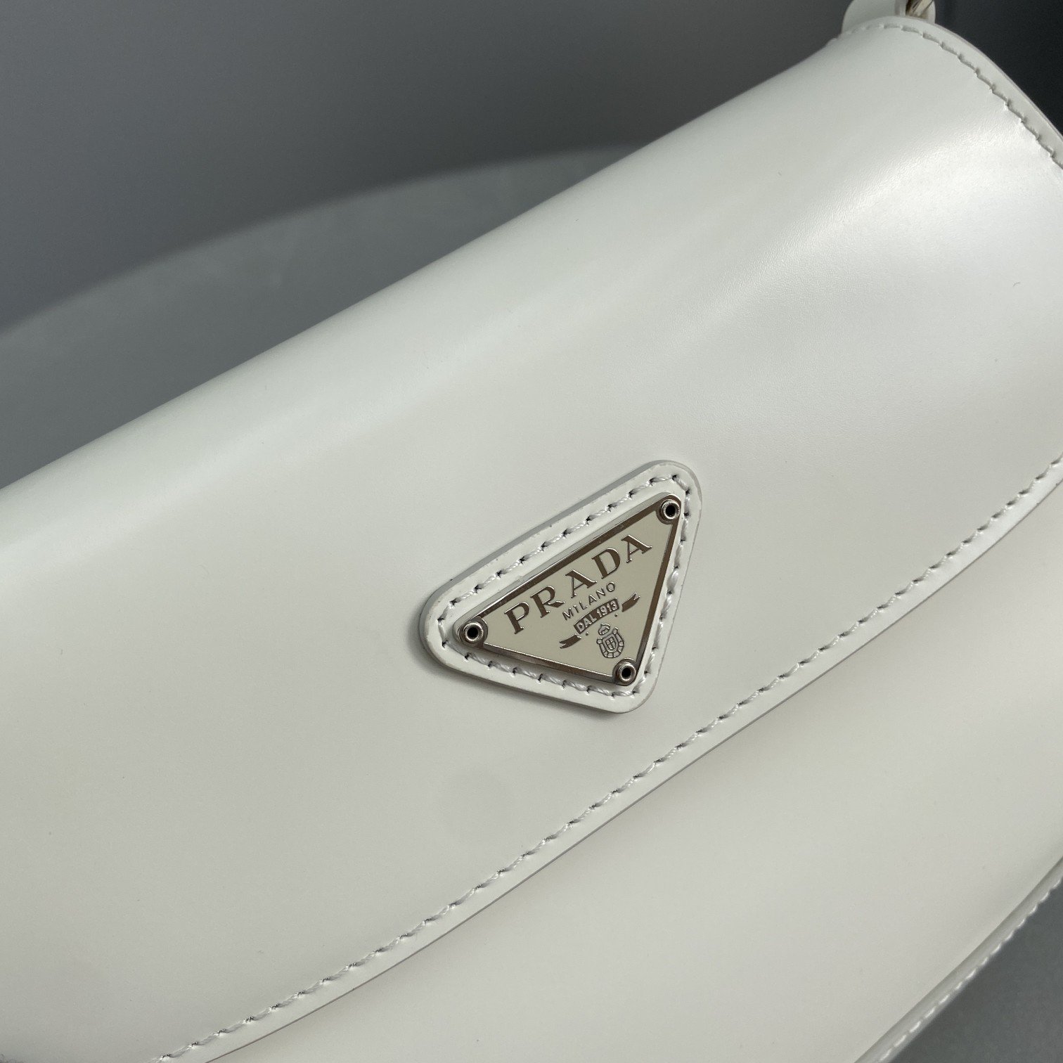 Prada Cleo Brushed Shoulder Bag With Flap White For Women, Women’s Bags 8.6in/22cm 1BD311_ZO6_F0009_V_OOO