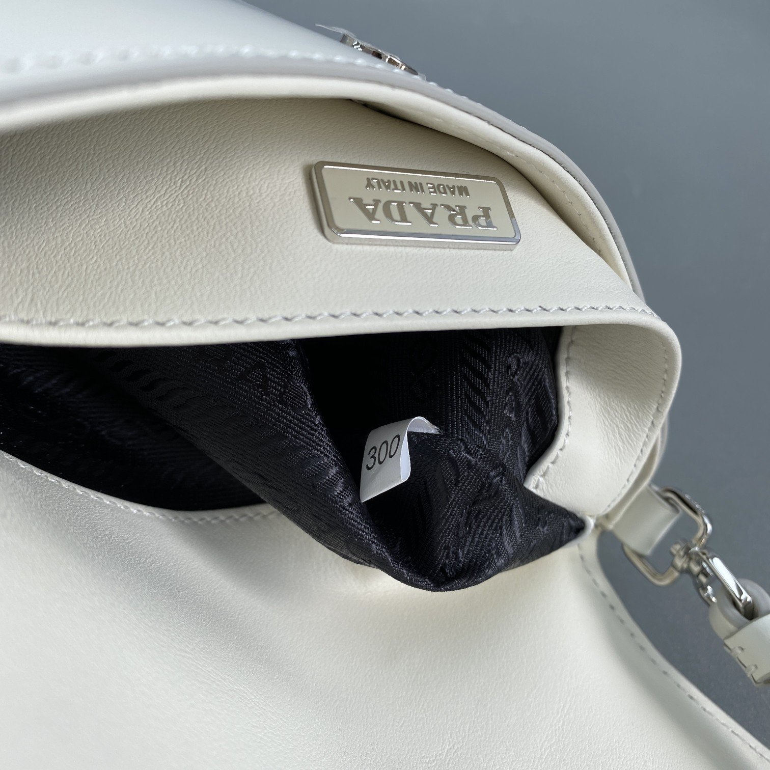 Prada Cleo Brushed Shoulder Bag With Flap White For Women, Women’s Bags 8.6in/22cm 1BD311_ZO6_F0009_V_OOO