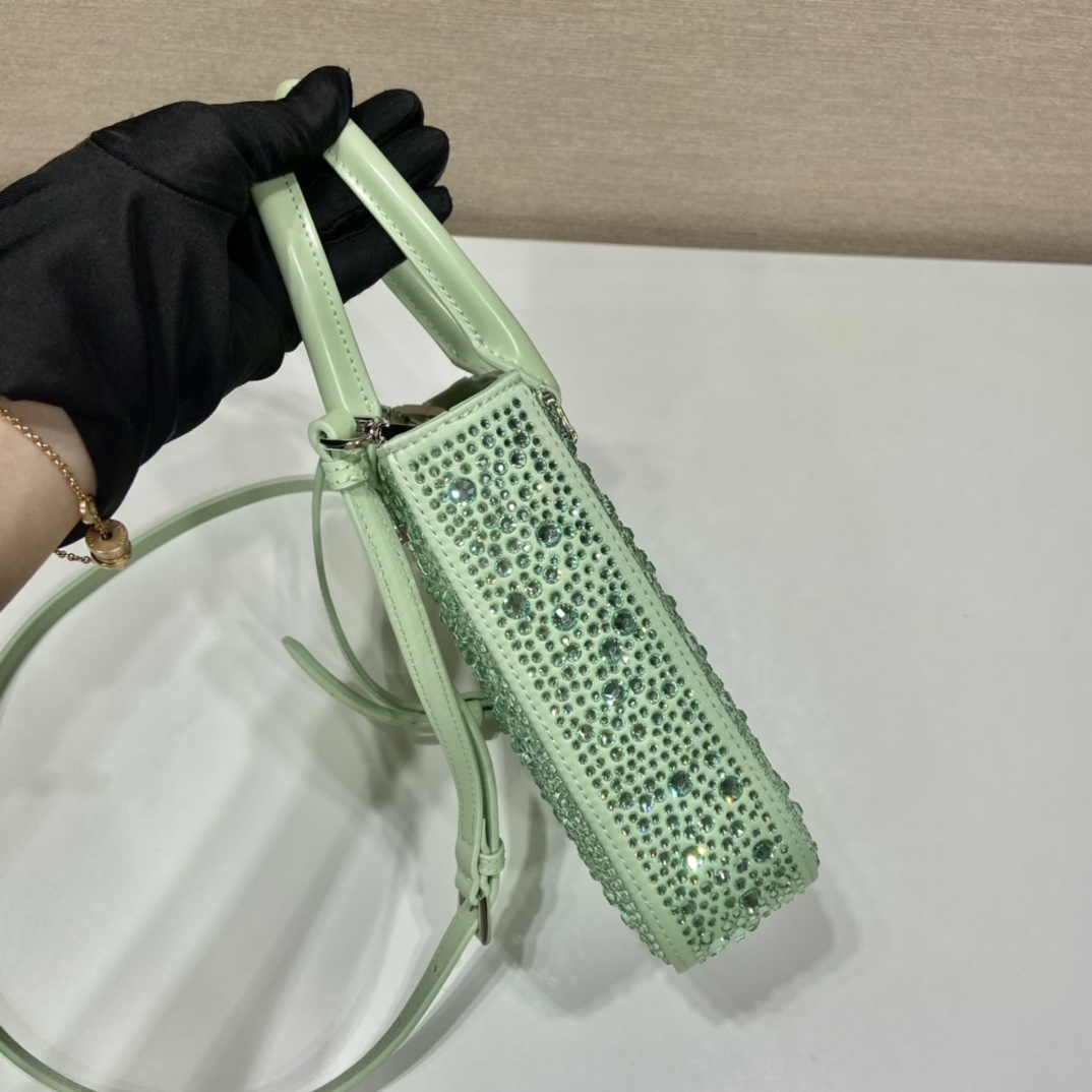 Prada Cleo Satin Bag With Crystals Beige For Women, Women’s Bags 8.6in/22cm