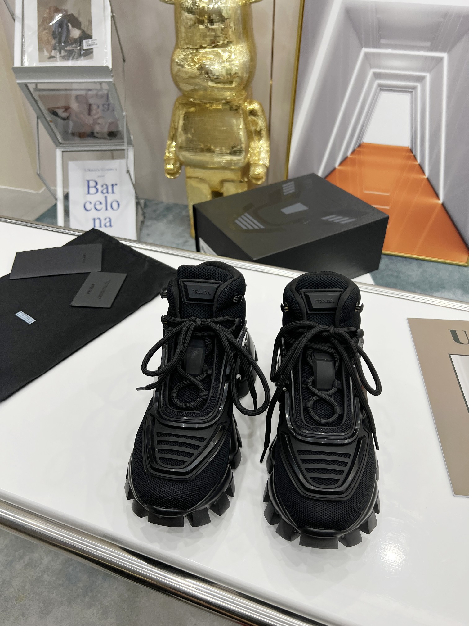 Prada Cloudbust Thunder High-Top Sneakers Black For Women 1.9in/50mm PRD 2TG180_3KZU_F0002