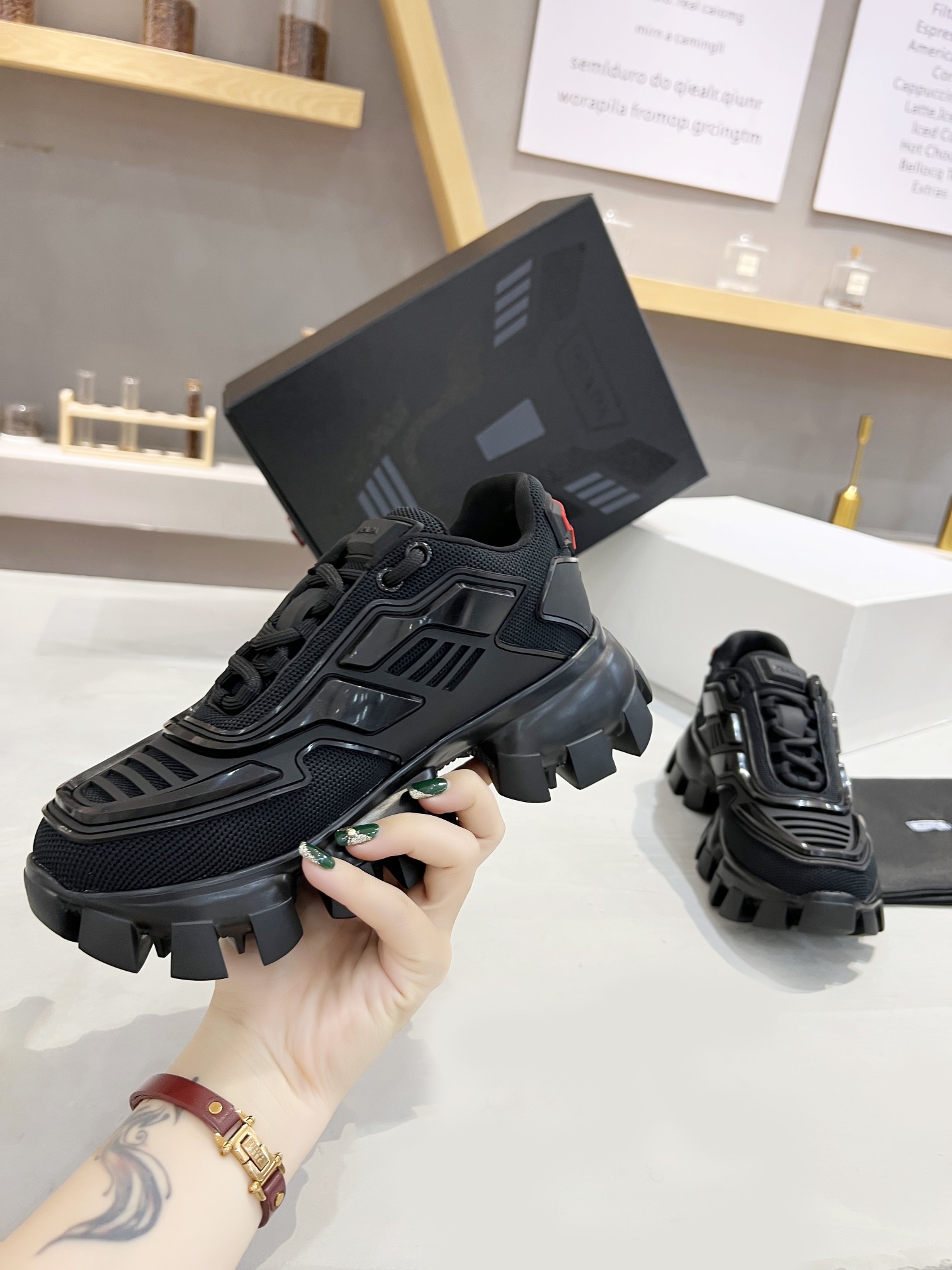 Prada Cloudbust Thunder Sneakers Black For Women PRD 1E819L_3KR2_F0002_F_050
