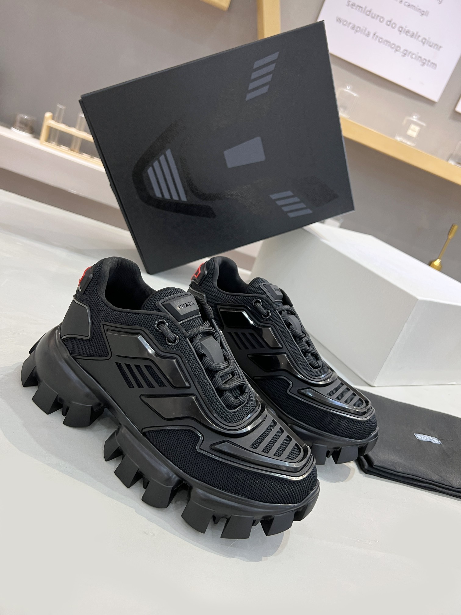 Prada Cloudbust Thunder Sneakers Black For Women PRD 1E819L_3KR2_F0002_F_050